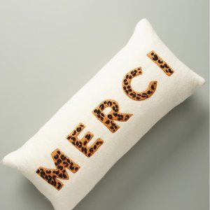 ANTHROPOLOGIE Merci Beaded Wool Accent Pillow